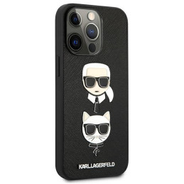 Karl Lagerfeld Saffiano Karl&Choupette dėklas iPhone 13 Pro Max - juodas