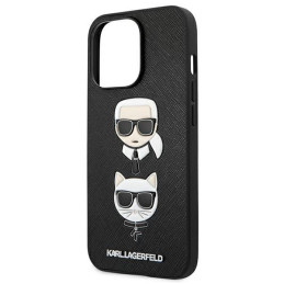 Karl Lagerfeld Saffiano Karl&Choupette dėklas iPhone 13 Pro Max - juodas
