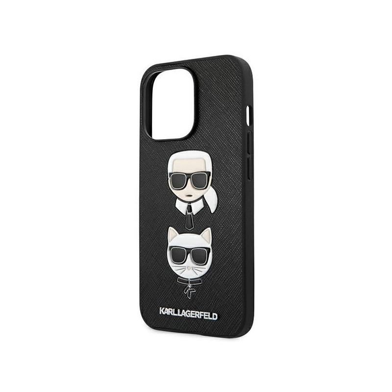 Karl Lagerfeld Saffiano Karl&Choupette dėklas iPhone 13 Pro Max - juodas