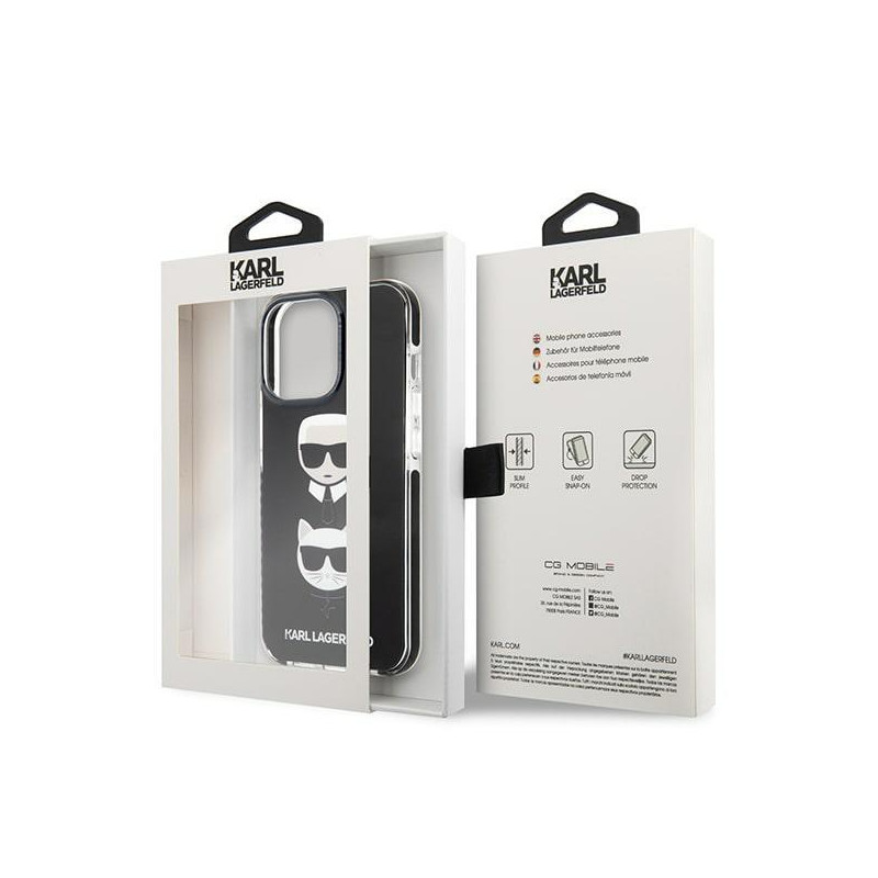 Karl Lagerfeld Karl&Choupette Head dėklas iPhone 13 Pro Max - juodas