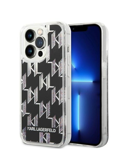 Karl Lagerfeld Liquid Glitter Monogram dėklas iPhone 14 Pro - juodas Karl Lagerfeld Liquid Glitter Monogram dėklas iPhone 14 Pro - juodas