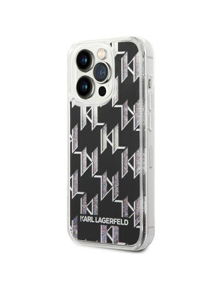 Karl Lagerfeld Liquid Glitter Monogram dėklas iPhone 14 Pro - juodas Karl Lagerfeld Liquid Glitter Monogram dėklas iPhone 14 Pro - juodas