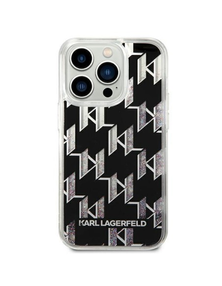 Karl Lagerfeld Liquid Glitter Monogram dėklas iPhone 14 Pro - juodas Karl Lagerfeld Liquid Glitter Monogram dėklas iPhone 14 Pro - juodas