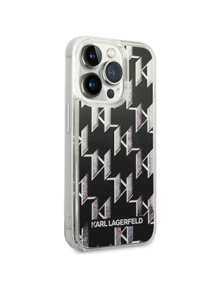 Karl Lagerfeld Liquid Glitter Monogram dėklas iPhone 14 Pro - juodas Karl Lagerfeld Liquid Glitter Monogram dėklas iPhone 14 Pro - juodas