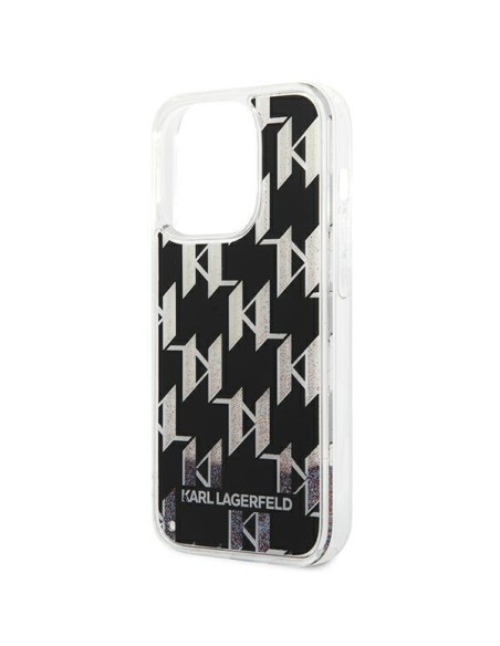 Karl Lagerfeld Liquid Glitter Monogram dėklas iPhone 14 Pro - juodas Karl Lagerfeld Liquid Glitter Monogram dėklas iPhone 14 Pro - juodas