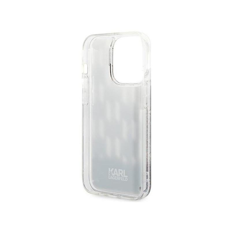 Karl Lagerfeld Liquid Glitter Monogram dėklas iPhone 14 Pro - juodas