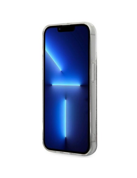 Karl Lagerfeld Liquid Glitter Monogram dėklas, skirtas iPhone 14 Pro - sidabrinis Karl Lagerfeld Liquid Glitter Monogram dėklas, skirtas iPhone 14 Pro - sidabrinis