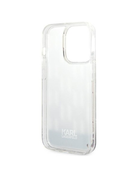 Karl Lagerfeld Liquid Glitter Monogram dėklas, skirtas iPhone 14 Pro - sidabrinis Karl Lagerfeld Liquid Glitter Monogram dėklas, skirtas iPhone 14 Pro - sidabrinis