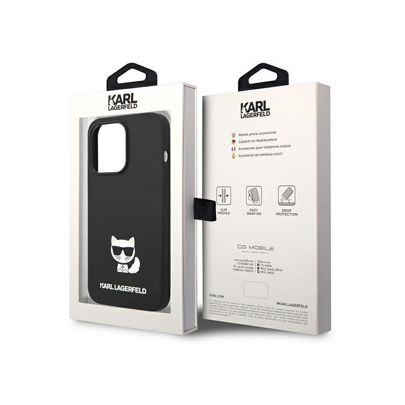 Karl Lagerfeld Silicone Choupette Body dėklas iPhone 14 Pro - juodas