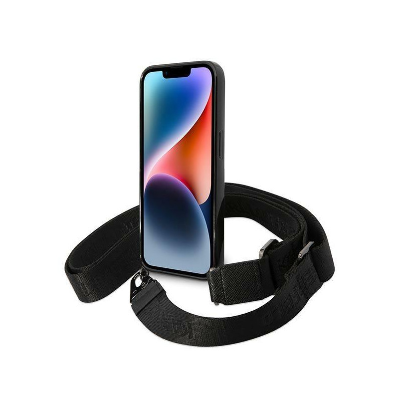 Karl Lagerfeld Color Stripes Strap dėklas iPhone 14 Pro - rožinis