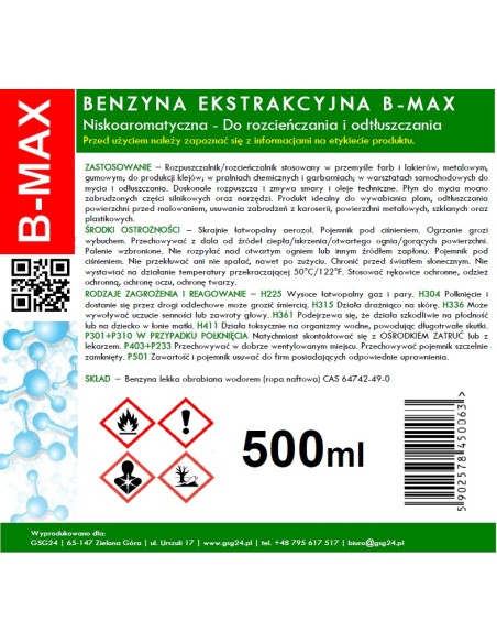 Ekstrahavimo benzinas aerozolyje B-MAX Spray 500ML Ekstrahavimo benzinas aerozolyje B-MAX Spray 500ML