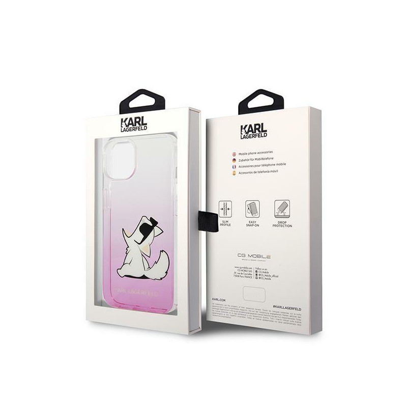 Karl Lagerfeld Choupette Fun dėklas iPhone 14 Plus - rožinis
