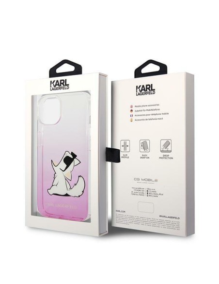 Karl Lagerfeld Choupette Fun dėklas iPhone 14 Plus - rožinis Karl Lagerfeld Choupette Fun dėklas iPhone 14 Plus - rožinis