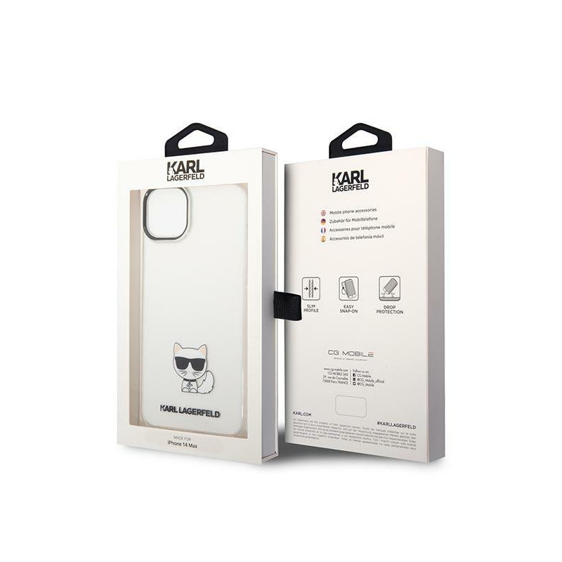 Karl Lagerfeld Choupette Body dėklas iPhone 14 Plus - skaidrus
