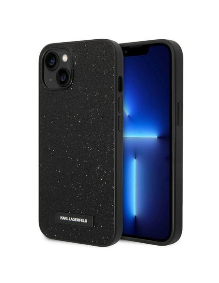 Karl Lagerfeld Glitter Plaque Logo dėklas iPhone 14 Plus - juodas Karl Lagerfeld Glitter Plaque Logo dėklas iPhone 14 Plus - juodas