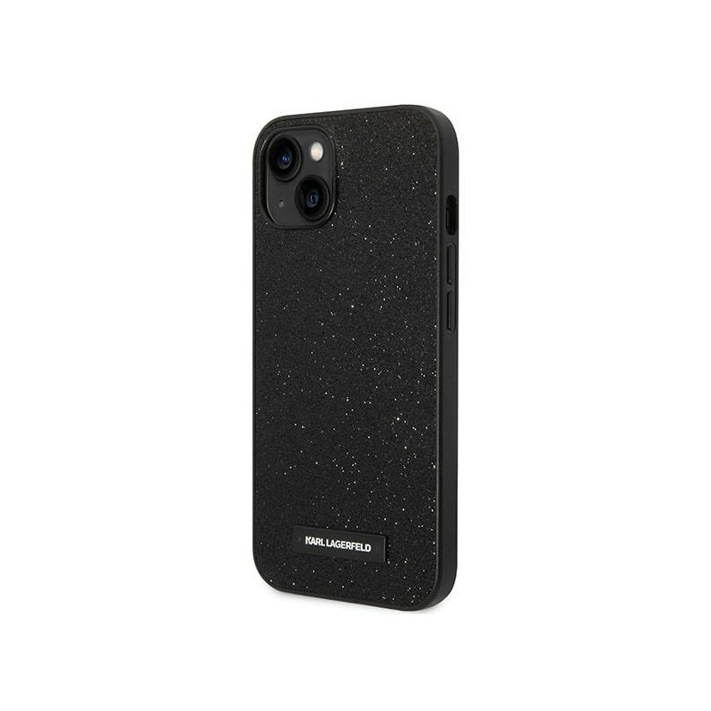 Karl Lagerfeld Glitter Plaque Logo dėklas iPhone 14 Plus - juodas