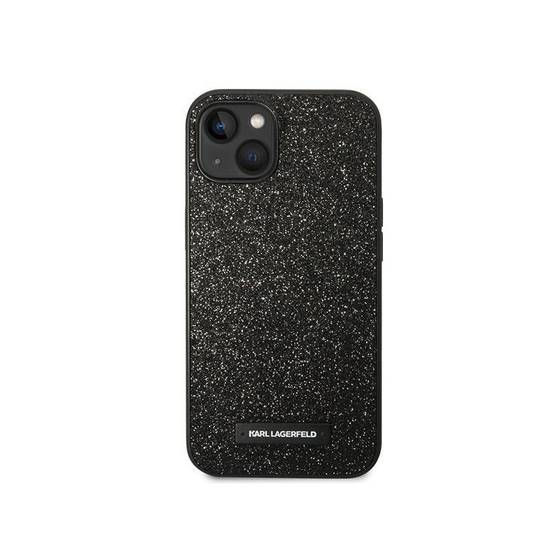 Karl Lagerfeld Glitter Plaque Logo dėklas iPhone 14 Plus - juodas
