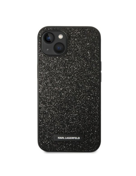 Karl Lagerfeld Glitter Plaque Logo dėklas iPhone 14 Plus - juodas Karl Lagerfeld Glitter Plaque Logo dėklas iPhone 14 Plus - juodas