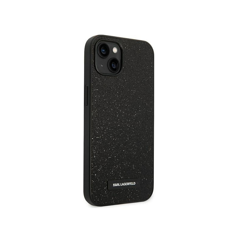Karl Lagerfeld Glitter Plaque Logo dėklas iPhone 14 Plus - juodas