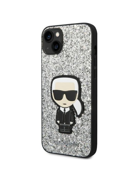 Karl Lagerfeld Glitter Flakes Ikonik dėklas iPhone 14 Plus - sidabrinis Karl Lagerfeld Glitter Flakes Ikonik dėklas iPhone 14 Plus - sidabrinis