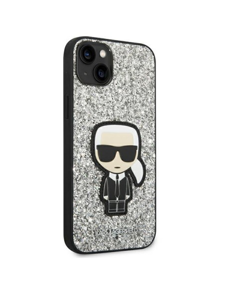 Karl Lagerfeld Glitter Flakes Ikonik dėklas iPhone 14 Plus - sidabrinis Karl Lagerfeld Glitter Flakes Ikonik dėklas iPhone 14 Plus - sidabrinis