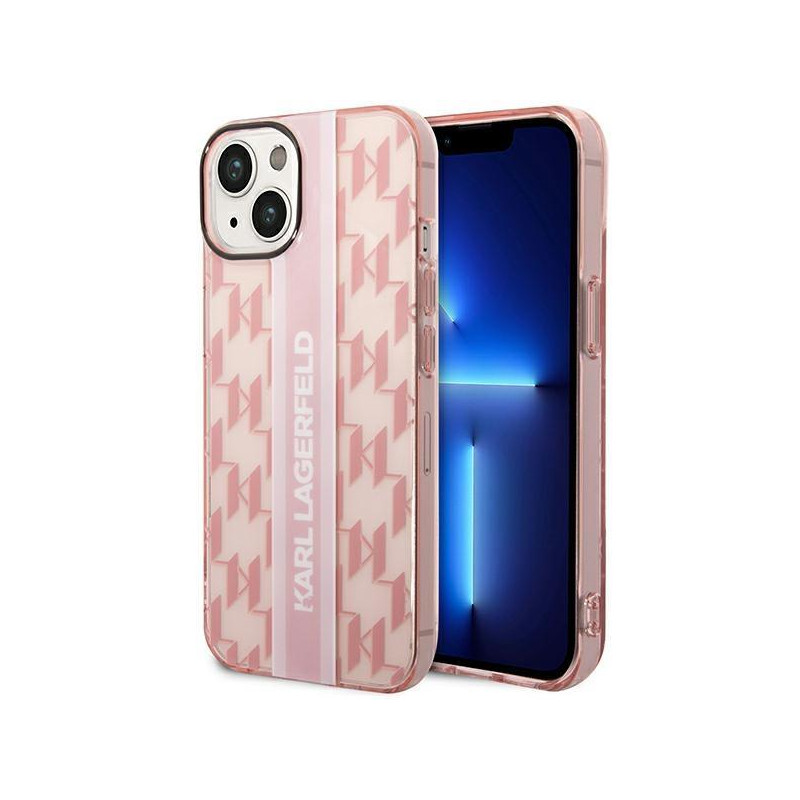 Karl Lagerfeld Mono Vertical Stripe dėklas iPhone 14 Plus - rožinis