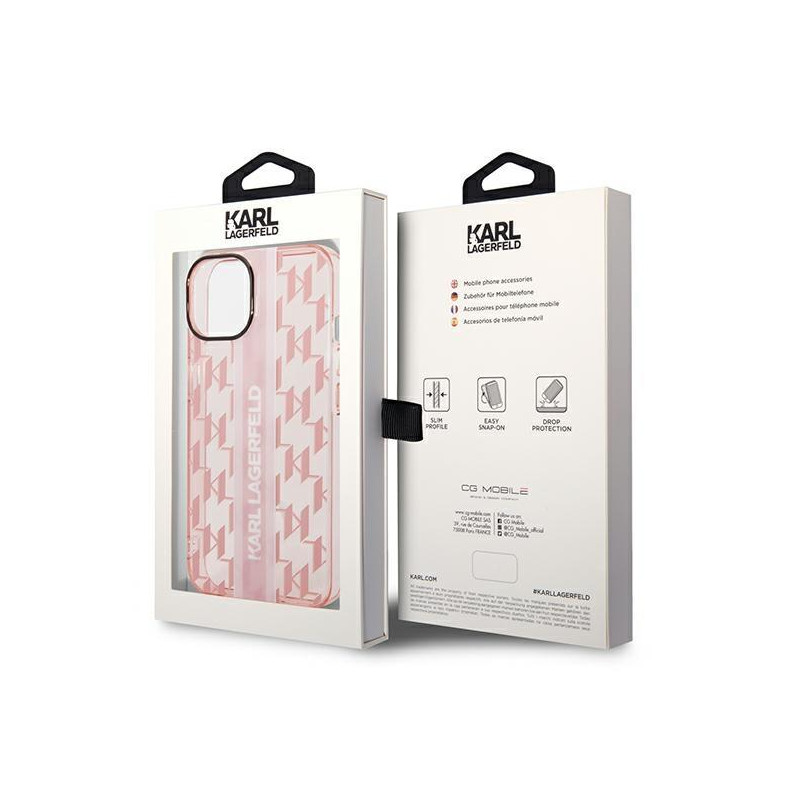 Karl Lagerfeld Mono Vertical Stripe dėklas iPhone 14 Plus - rožinis