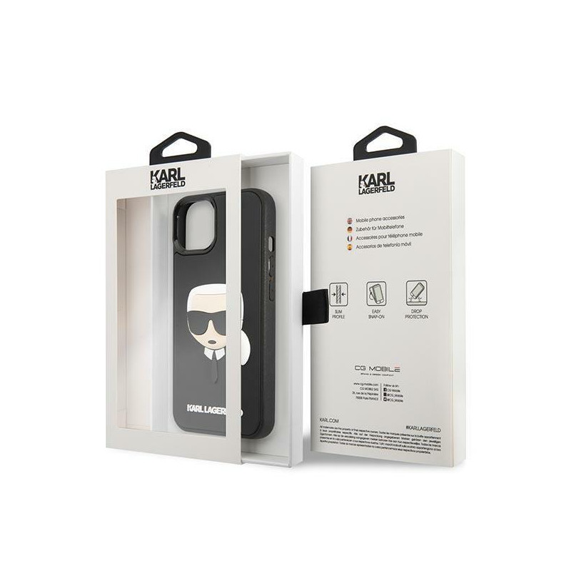 Karl Lagerfeld 3D Rubber Karl& 39 s Head dėklas iPhone 14 Plus - juodas