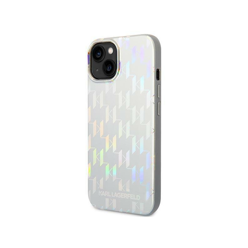 Karl Lagerfeld Monogram Vaivorykštis dėklas iPhone 14 Plus - sidabrinis