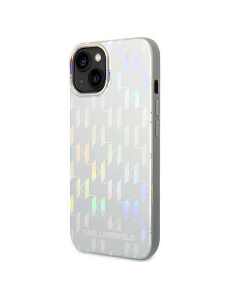 Karl Lagerfeld Monogram Vaivorykštis dėklas iPhone 14 Plus - sidabrinis Karl Lagerfeld Monogram Vaivorykštis dėklas iPhone 14 Plus - sidabrinis