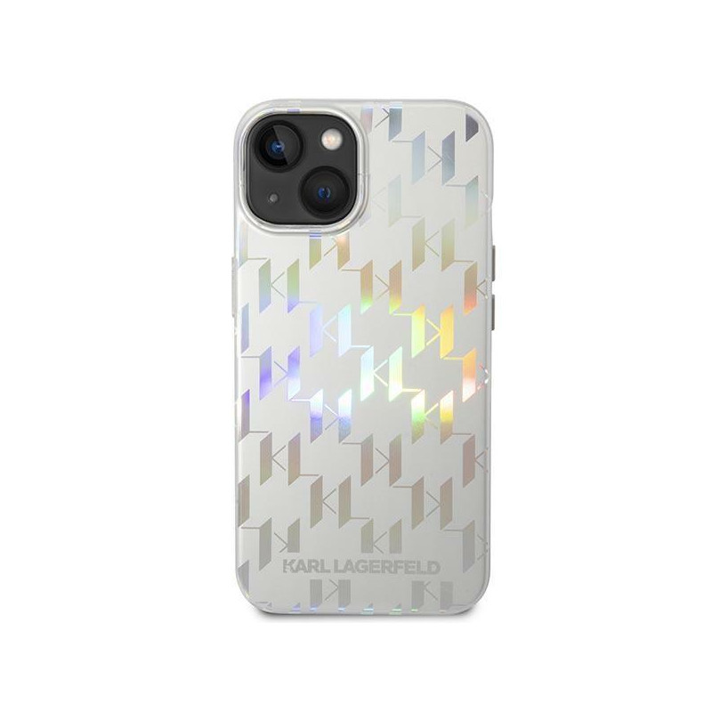Karl Lagerfeld Monogram Vaivorykštis dėklas iPhone 14 Plus - sidabrinis