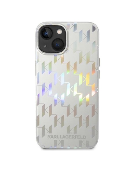 Karl Lagerfeld Monogram Vaivorykštis dėklas iPhone 14 Plus - sidabrinis Karl Lagerfeld Monogram Vaivorykštis dėklas iPhone 14 Plus - sidabrinis