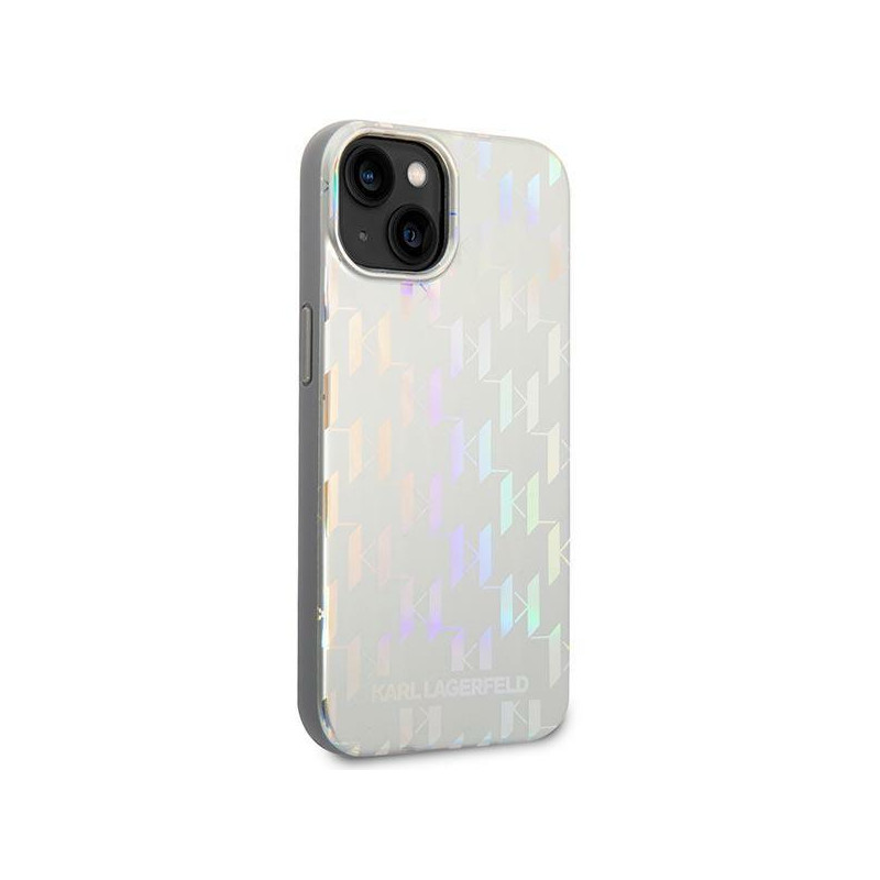 Karl Lagerfeld Monogram Vaivorykštis dėklas iPhone 14 Plus - sidabrinis