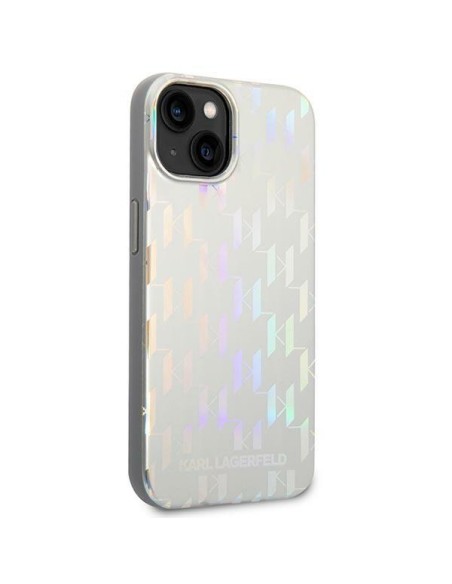 Karl Lagerfeld Monogram Vaivorykštis dėklas iPhone 14 Plus - sidabrinis Karl Lagerfeld Monogram Vaivorykštis dėklas iPhone 14 Plus - sidabrinis