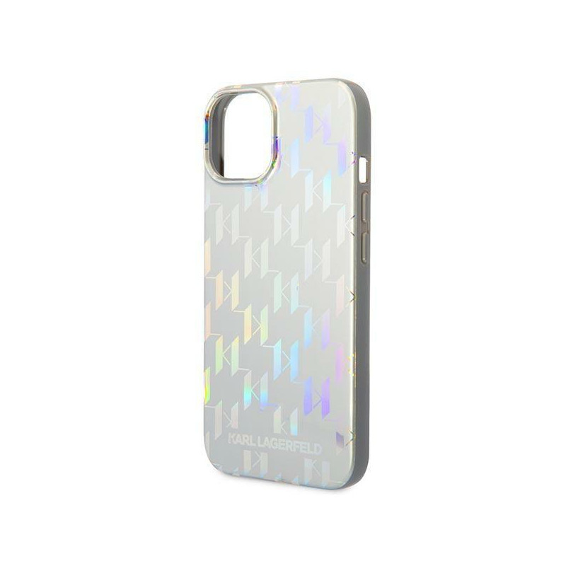 Karl Lagerfeld Monogram Vaivorykštis dėklas iPhone 14 Plus - sidabrinis