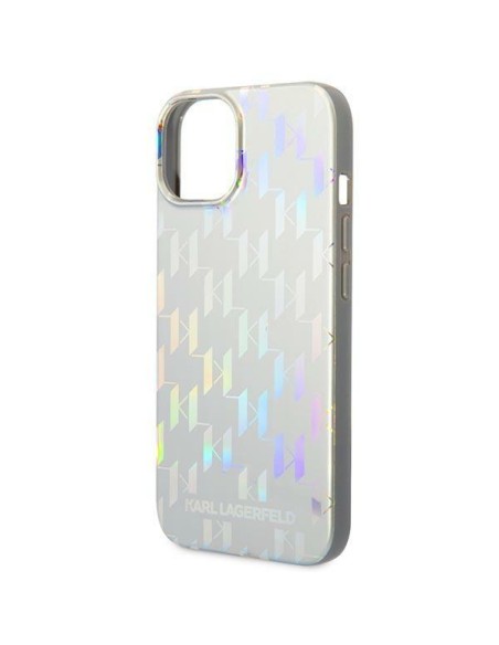 Karl Lagerfeld Monogram Vaivorykštis dėklas iPhone 14 Plus - sidabrinis Karl Lagerfeld Monogram Vaivorykštis dėklas iPhone 14 Plus - sidabrinis
