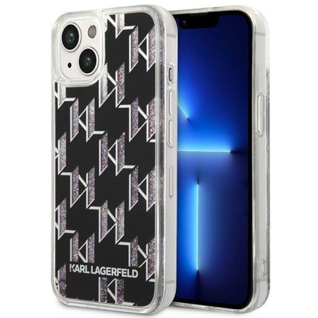 Karl Lagerfeld Liquid Glitter Monogram dėklas iPhone 14 Plus - juodas Karl Lagerfeld Liquid Glitter Monogram dėklas iPhone 14 Plus - juodas