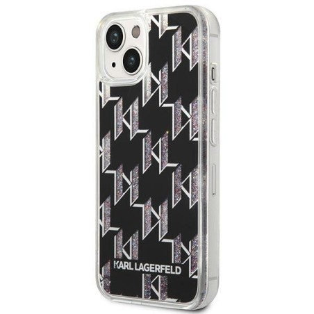 Karl Lagerfeld Liquid Glitter Monogram dėklas iPhone 14 Plus - juodas Karl Lagerfeld Liquid Glitter Monogram dėklas iPhone 14 Plus - juodas