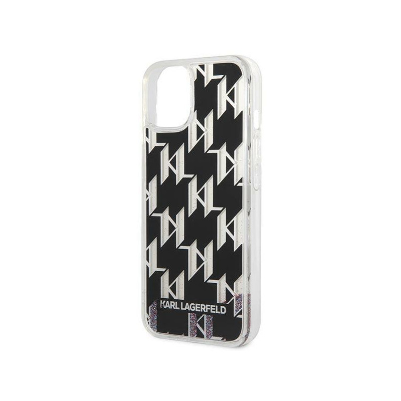 Karl Lagerfeld Liquid Glitter Monogram dėklas iPhone 14 Plus - juodas