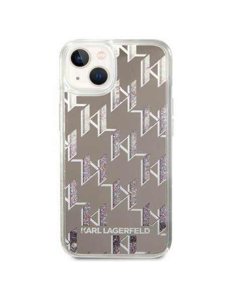 Karl Lagerfeld Liquid Glitter Monogram dėklas iPhone 14 Plus - sidabrinis Karl Lagerfeld Liquid Glitter Monogram dėklas iPhone 14 Plus - sidabrinis