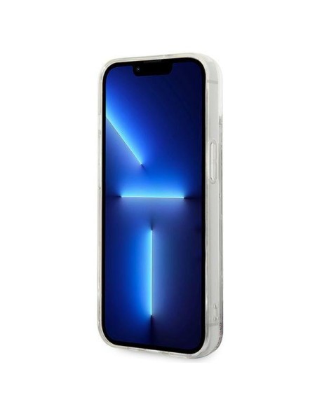 Karl Lagerfeld Liquid Glitter Monogram dėklas iPhone 14 Plus - sidabrinis Karl Lagerfeld Liquid Glitter Monogram dėklas iPhone 14 Plus - sidabrinis