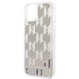 Karl Lagerfeld Liquid Glitter Monogram dėklas iPhone 14 Plus - sidabrinis