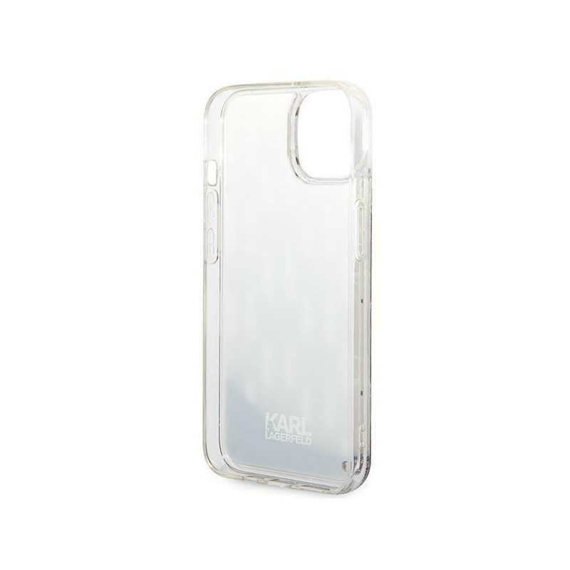 Karl Lagerfeld Liquid Glitter Monogram dėklas iPhone 14 Plus - sidabrinis