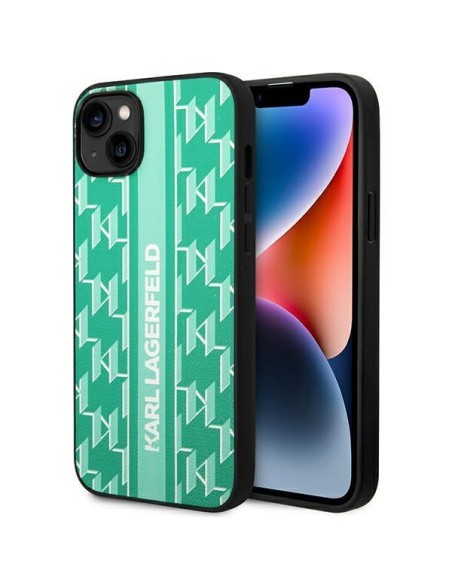 Karl Lagerfeld Monogram Stripe dėklas iPhone 14 Plus - žalias
