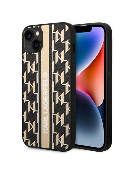 Karl Lagerfeld Monogram Stripe dėklas iPhone 14 Plus - rudas Karl Lagerfeld Monogram Stripe dėklas iPhone 14 Plus - rudas