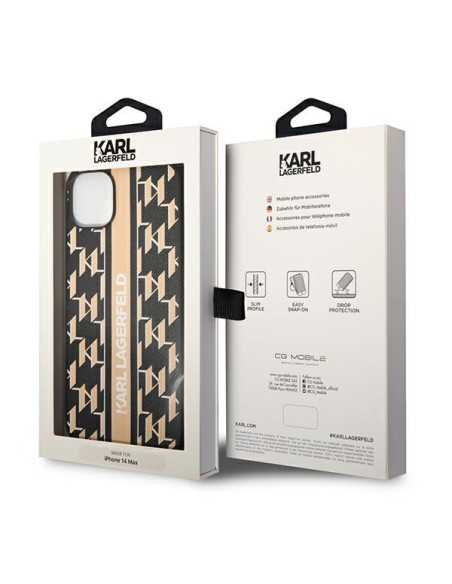 Karl Lagerfeld Monogram Stripe dėklas iPhone 14 Plus - rudas Karl Lagerfeld Monogram Stripe dėklas iPhone 14 Plus - rudas