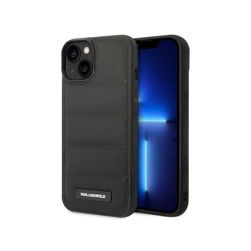 Karl Lagerfeld Puffy Elongated Logo dėklas, skirtas iPhone 14 Plus - juodas