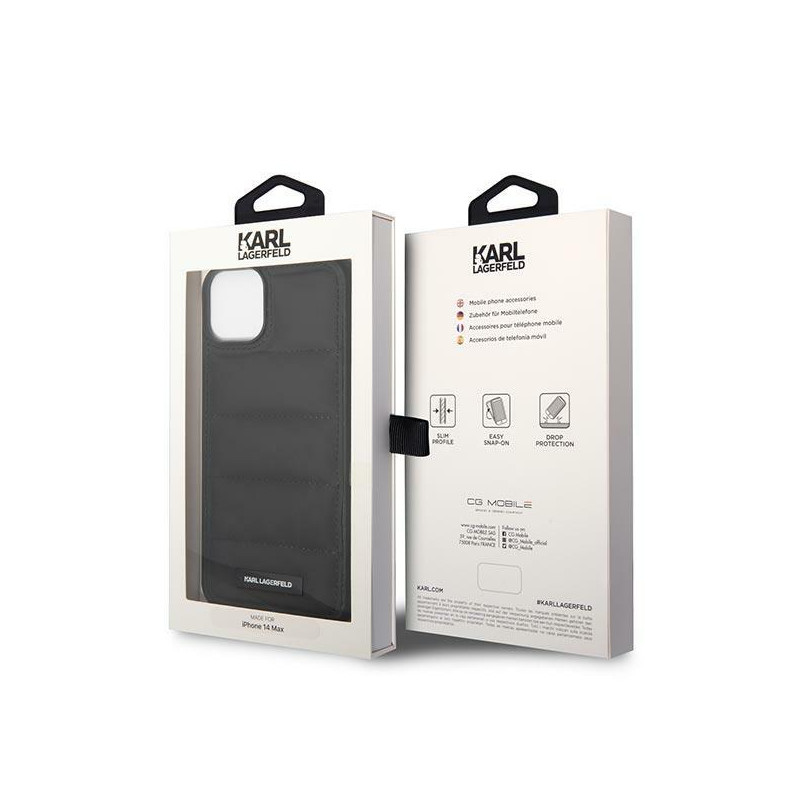 Karl Lagerfeld Puffy Elongated Logo dėklas, skirtas iPhone 14 Plus - juodas