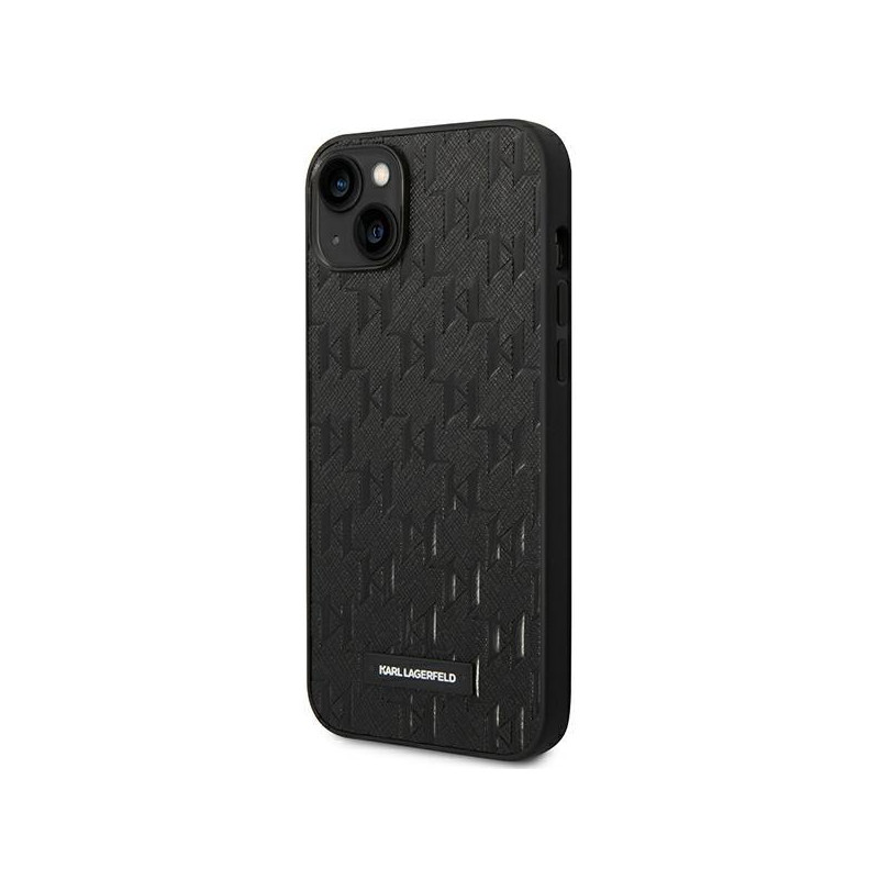 Karl Lagerfeld Saffiano Mono Metal Logo dėklas iPhone 14 Plus - juodas