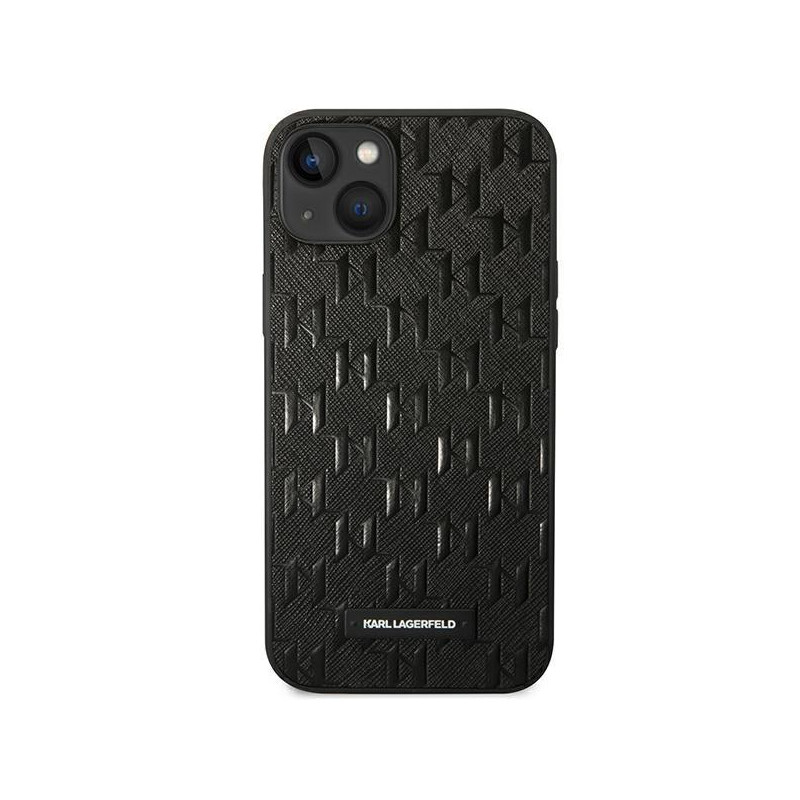 Karl Lagerfeld Saffiano Mono Metal Logo dėklas iPhone 14 Plus - juodas